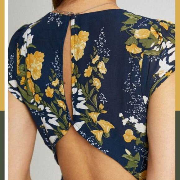 Commense Floral Midi Dress - Navy and Yellow - Picture 2 of 9